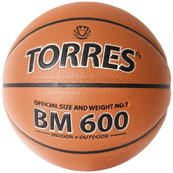 Мяч баскет. Torres BM600 B32027 ПУ т.коричн-чёрн