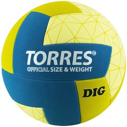 Мяч волейб. Torres Dig V22145 ТПЕ жёлт-бирюз-горч