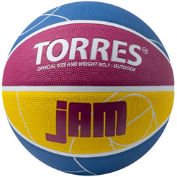 Мяч баскет. Torres Jam B023127 син/жёлт/малин.