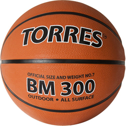 Мяч баскет. Torres BM300 B02017 резина т.оранж-чёрн
