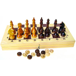 Набор 2 в 1 большой (шахматы гросс + шашки дер) 415х215 02-69