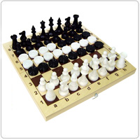 Набор 2 в 1 (шахматы обих пласт + шашки пласт) дер. доска 29х14,5 02-119