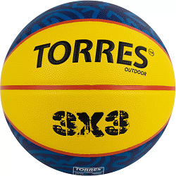 Мяч баскет. Torres 3х3 Outdoor B022336 резина жёлт-син