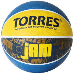 Мяч баскет. Torres Jam B02043 резина син-жёлт-гол
