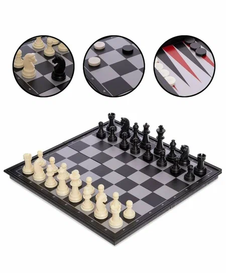 Игра 3 в 1 (нарды + шашки + шахматы) магнитная 24х24 3146 00179