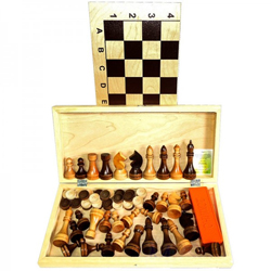 Набор 3 в 1 (шахматы гроссм. + шашки дер. + домино) с доской 02-70