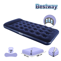 Надувная кровать Bestway 67224 (188*99*22) 1,5-мест. флок, ножн. насос