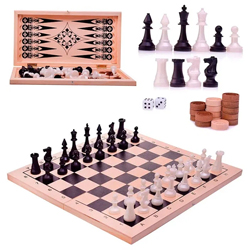 Набор 3 в 1 малый (шахматы обих. пласт. + шашки + нарды дер) 02-110